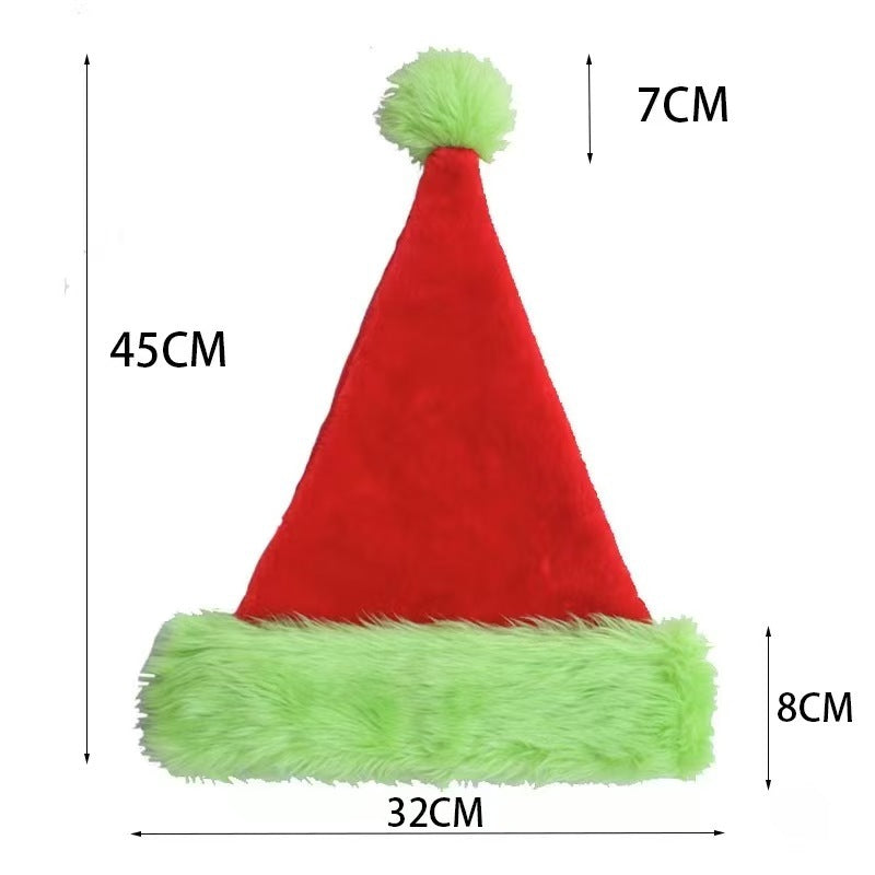 Fluorescent Green Decorative Red Suede Double Layer Christmas Hat