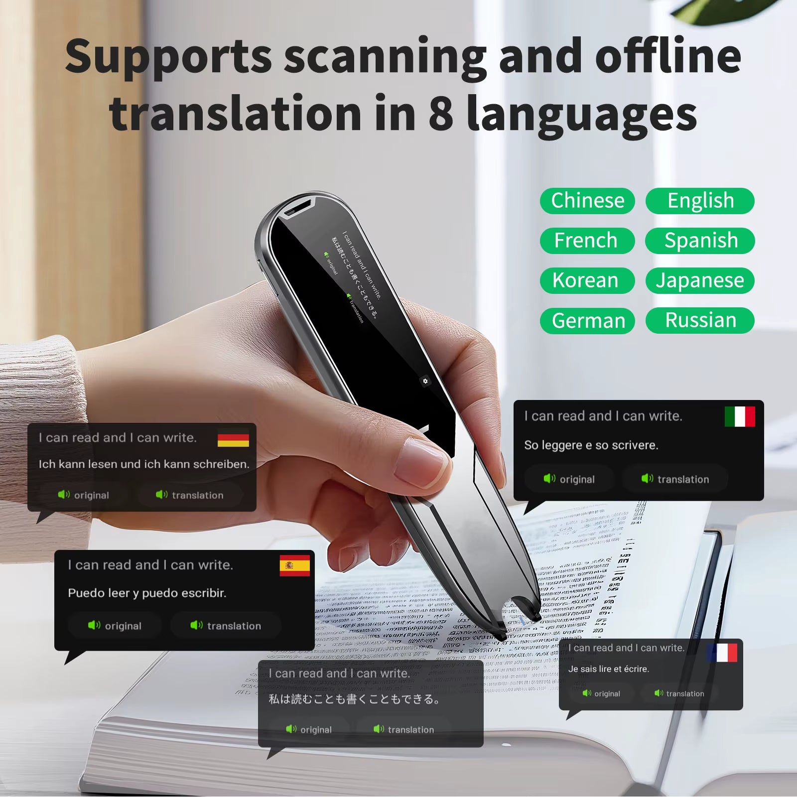 X10 Portable Scanning Reading Pen Translator 112-Language Wifi Mobile Smart Scanner Voice Translator Dictionary for Learn Travel