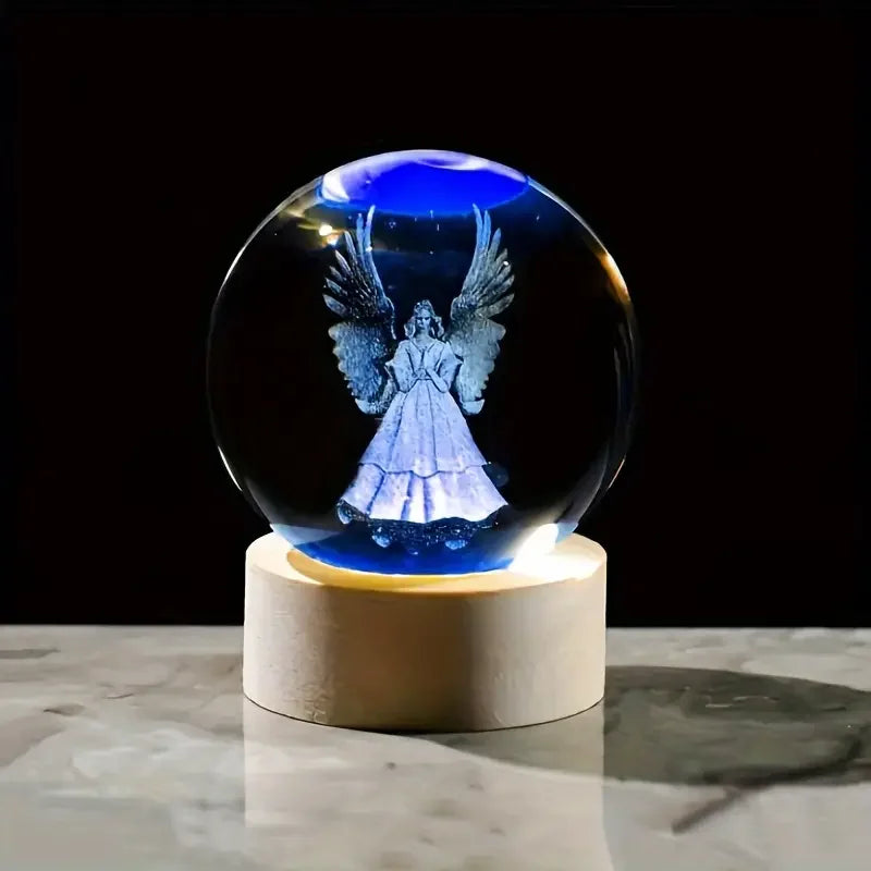 1Pc, Guardian Angel 3D Crystal Ball Night Light, Valentine'S Day, Birthday, Anniversary Gift for Wife, Girlfriend, Mother