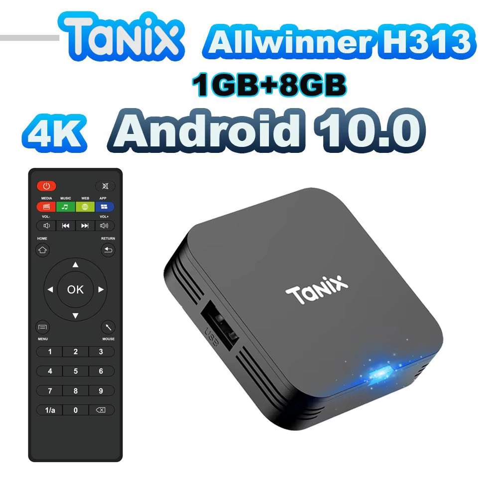 TX1 Android 10 TV Box 2.4G WIFI 4K HDR 3D 8GB 16GB Allwinner H313 Quad Core Global Media Player DC 5V/2A