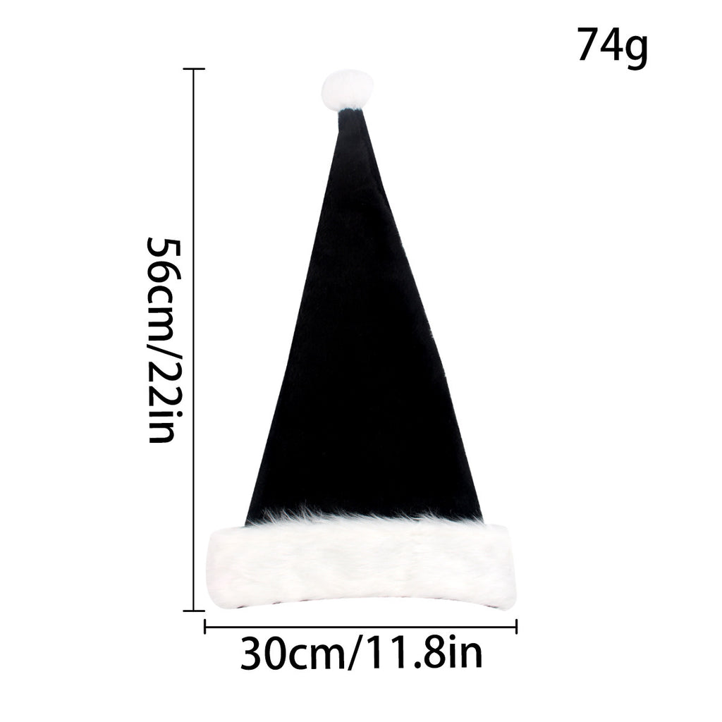Black Christmas Hat Halloween Plush Hat Thickened Plus-sized Christmas Hat