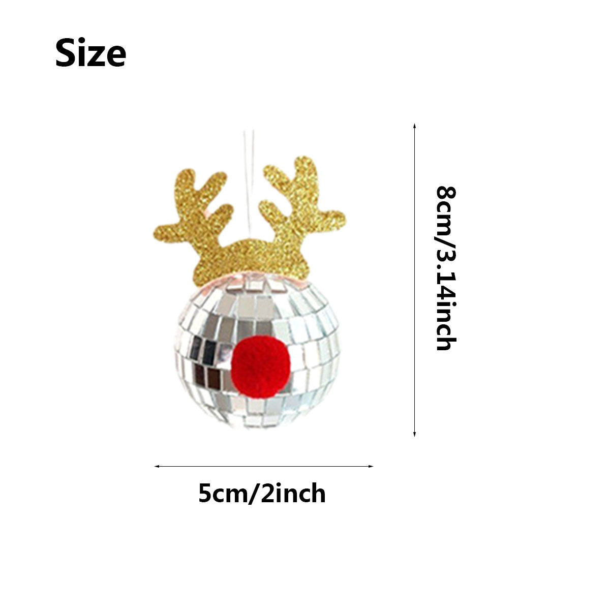 5 Pcs Christmas Silver Disco Mirror Ball With Rope Reflective Mirror Ball Hanging Bright Elk Horns Xmas Ball Ornament For Christmas Tree Birthday Wedding Party Dance Music Festivals Decor Supplies